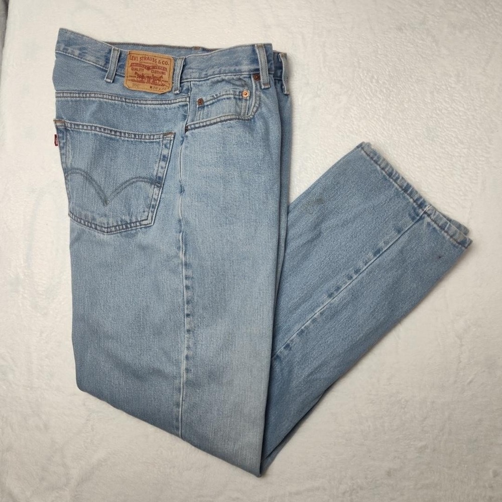 Levis 550 Jeans Mens 38x34 Light Wash Y2K Relaxed Fit Tapered Leg Blue Denim